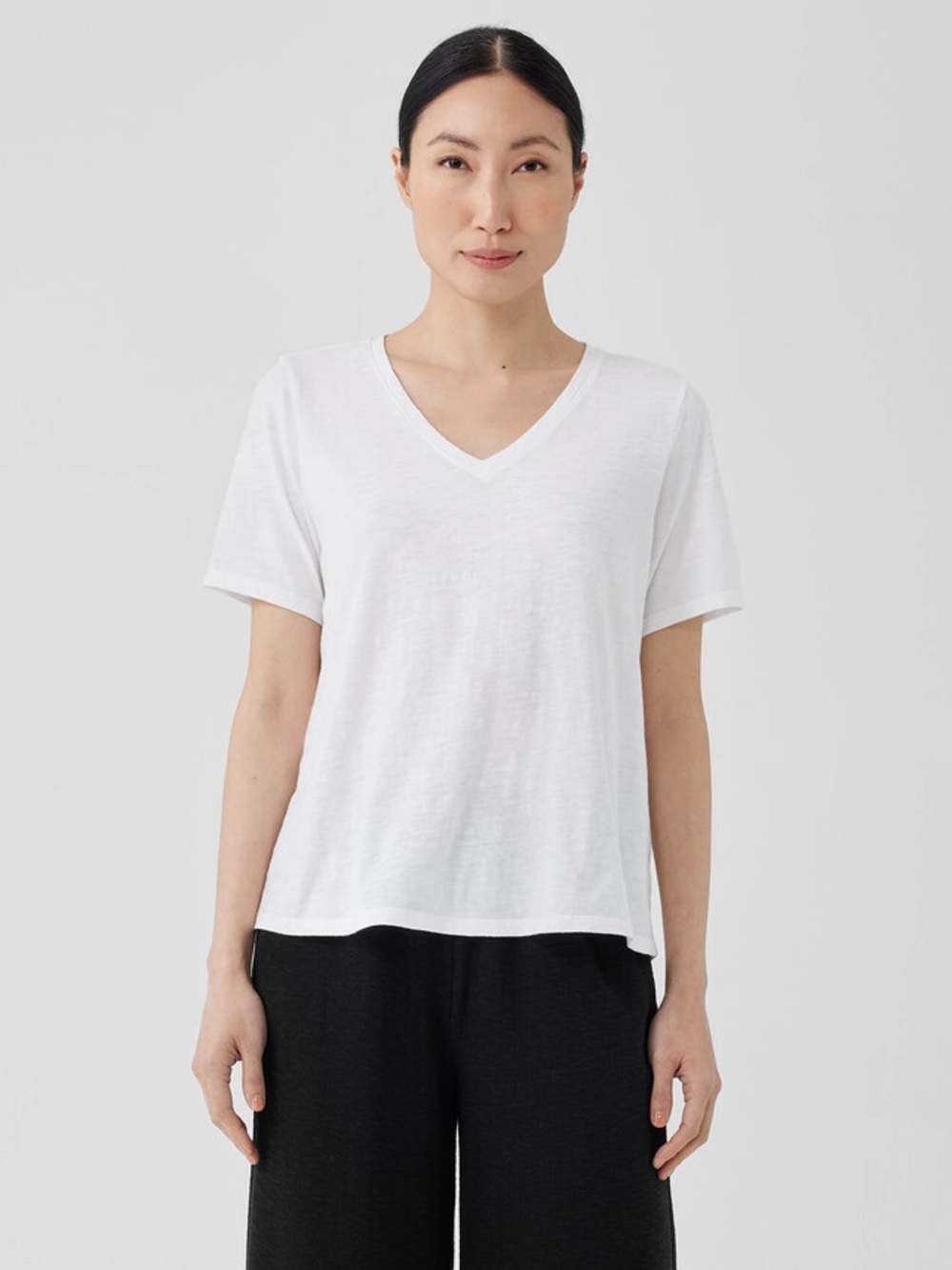 EILLEN FISHER V-Neck Short Sleeve Tee